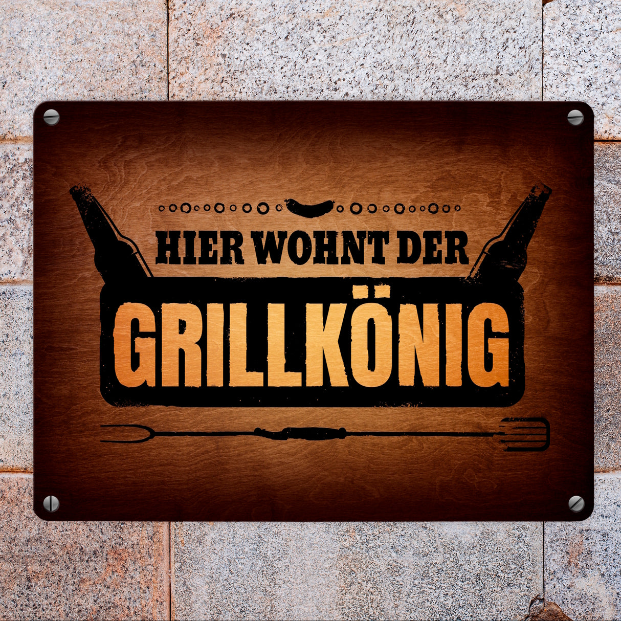 Hier wohnt der Grillkönig Metallschild