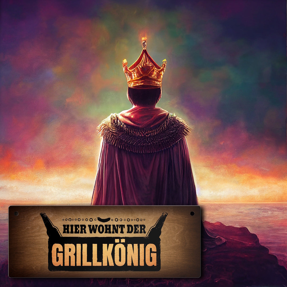 Hier wohnt der Grillkönig Metallschild