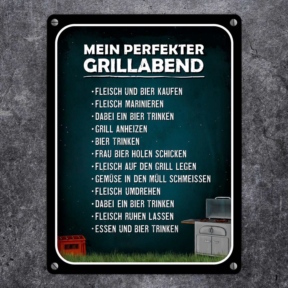Mein perfekter Grillabend Metallschild mit Grill Motiv