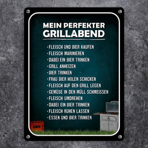 Mein perfekter Grillabend Metallschild mit Grill Motiv