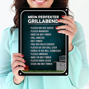 Mein perfekter Grillabend Metallschild mit Grill Motiv