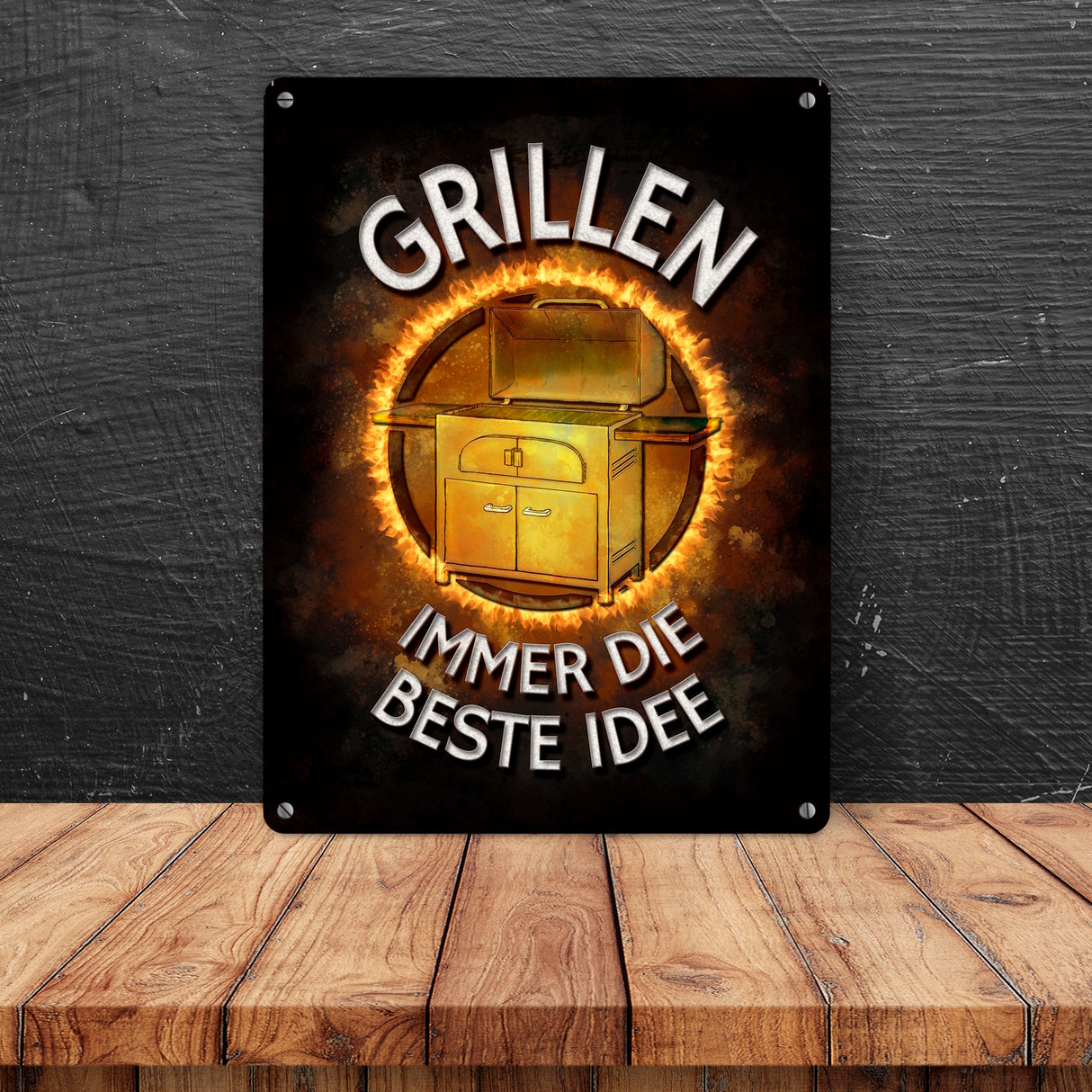 Grillen - immer die beste Idee Metallschild