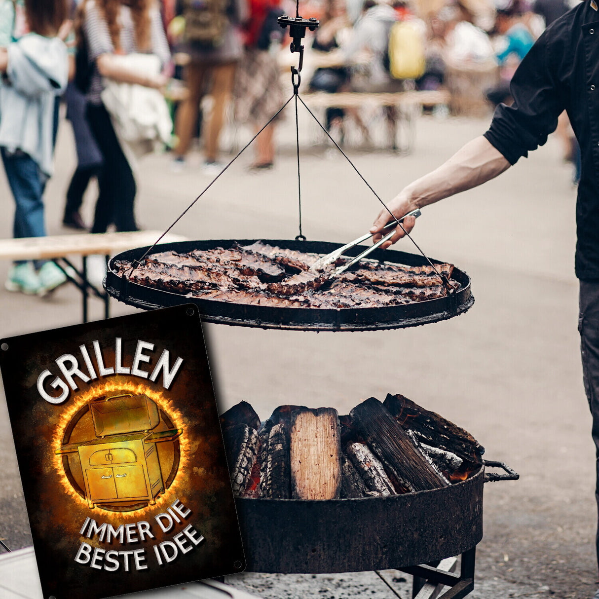 Grillen - immer die beste Idee Metallschild