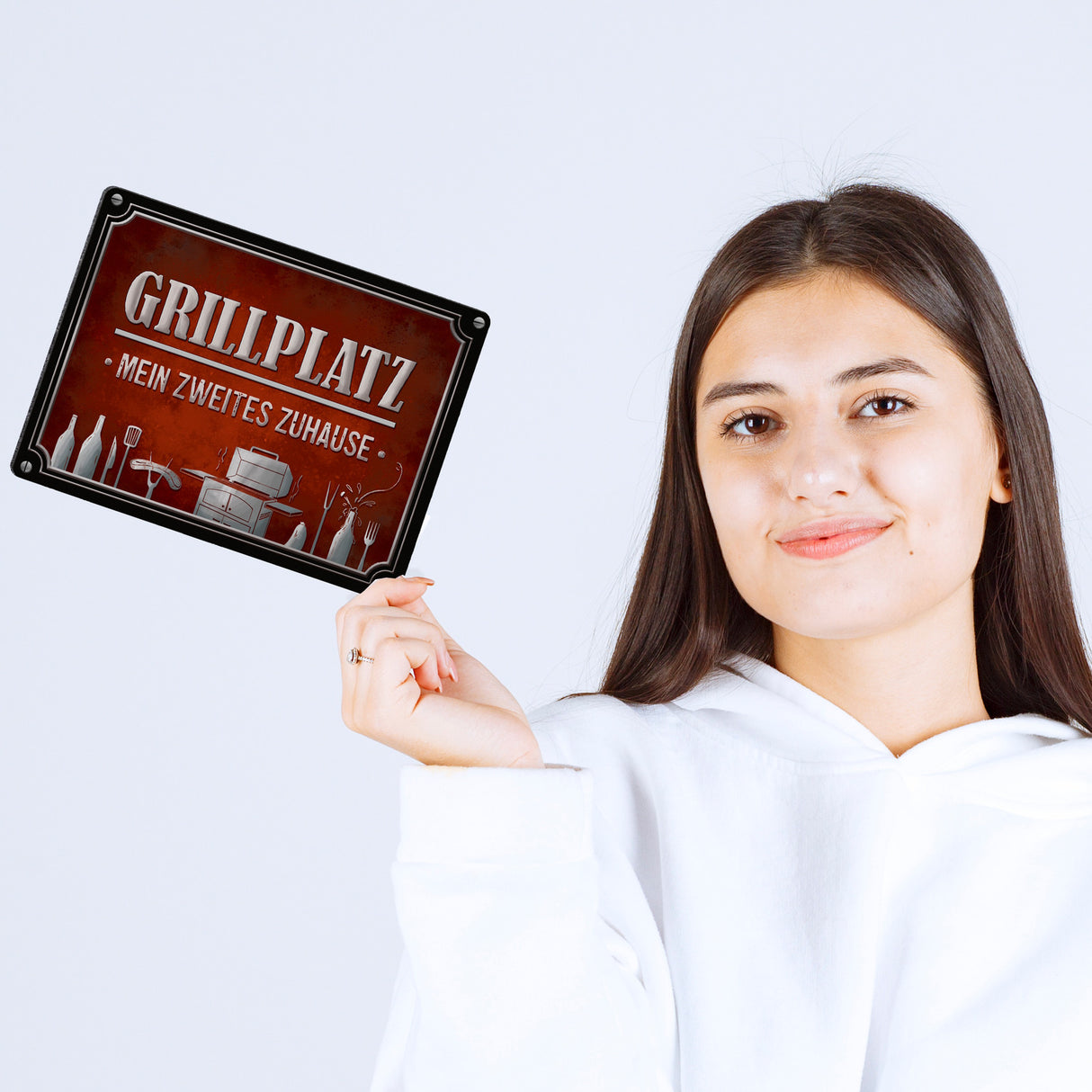 Grillplatz mein zweites Zuhause Metallschild Grill grillen Fleisch Bier Wurst Hobby Freunde