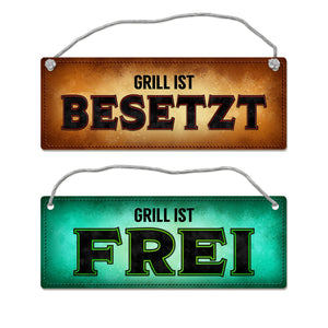 Grill ist frei oder besetzt Wendeschild mit Kordel