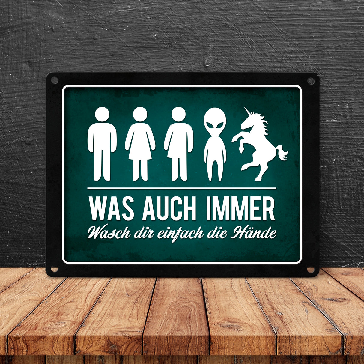 Wasch dir einfach die Hände Metallschild Toilette Hygiene Klo WC Einhorn waschen