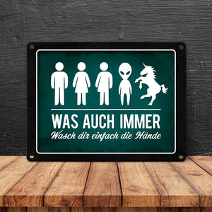 Wasch dir einfach die Hände Metallschild Toilette Hygiene Klo WC Einhorn waschen