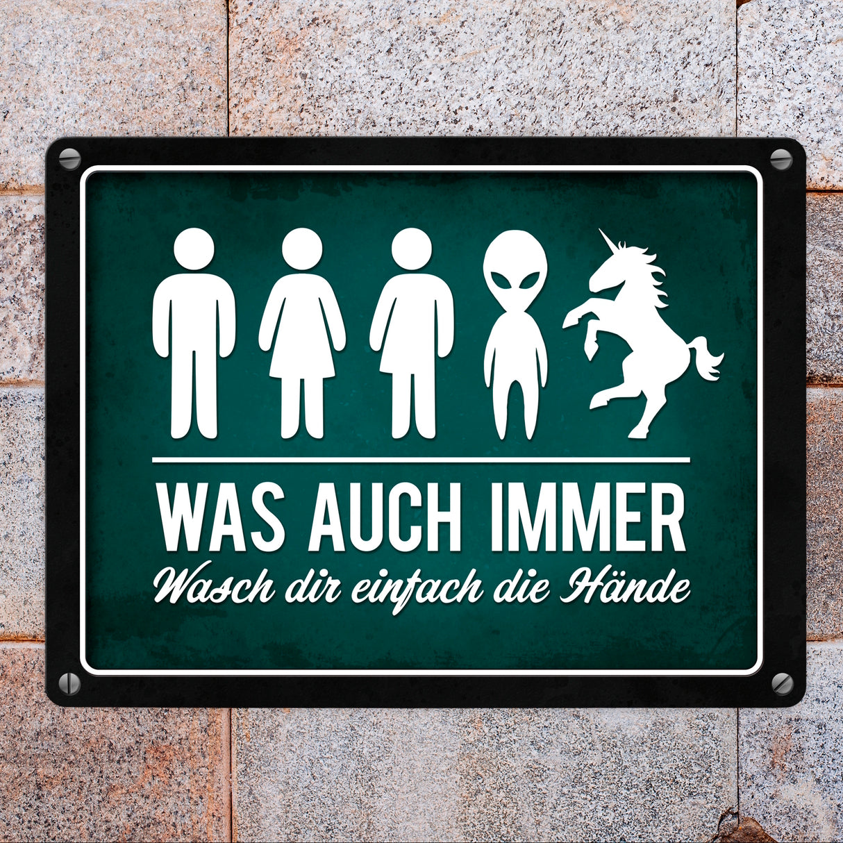 Wasch dir einfach die Hände Metallschild Toilette Hygiene Klo WC Einhorn waschen