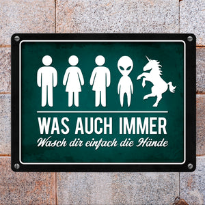 Wasch dir einfach die Hände Metallschild Toilette Hygiene Klo WC Einhorn waschen