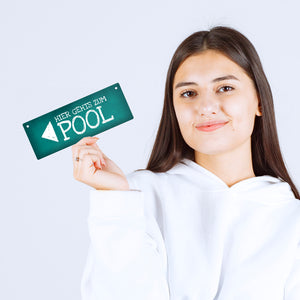 Hier geht’s zum Pool Metallschild Swimmingpool schwimmen tauchen Wasser abkühlen