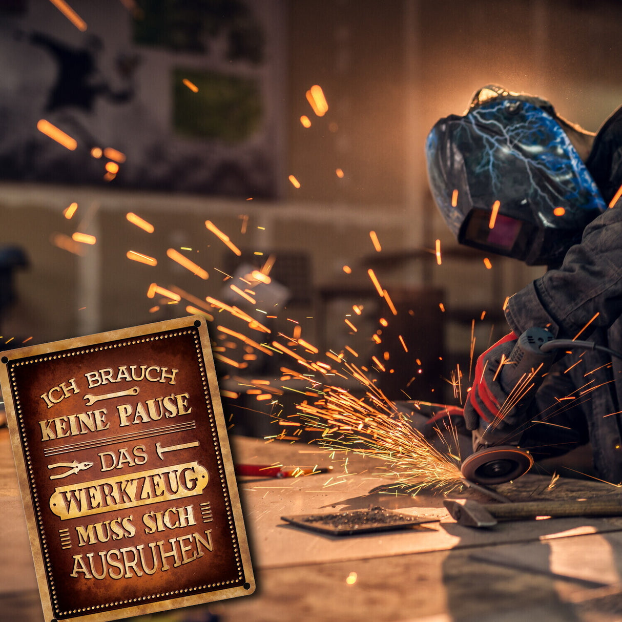 Das Werkzeug muss sich ausruhen Metallschild