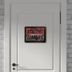 Blutiges Achtung Zombie Metallschild Halloween Zombie Angst Nacht Blut Kinder
