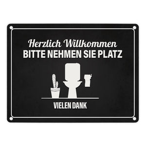 Bitte nehmen Sie Platz Metallschild mit Toilette Motiv
