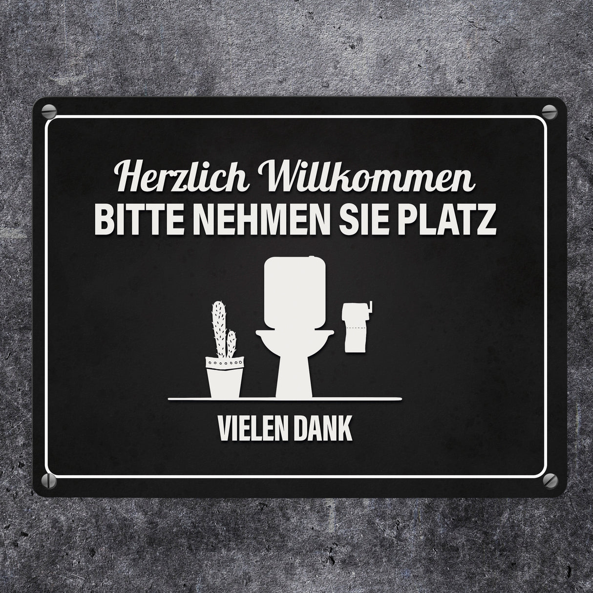 Bitte nehmen Sie Platz Metallschild mit Toilette Motiv