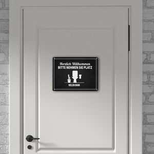 Bitte nehmen Sie Platz Metallschild mit Toilette Motiv
