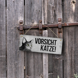 Vorsicht Katze Metallschild mit Katze Motiv