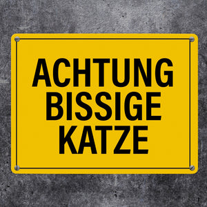 Achtung bissige Katze Metallschild