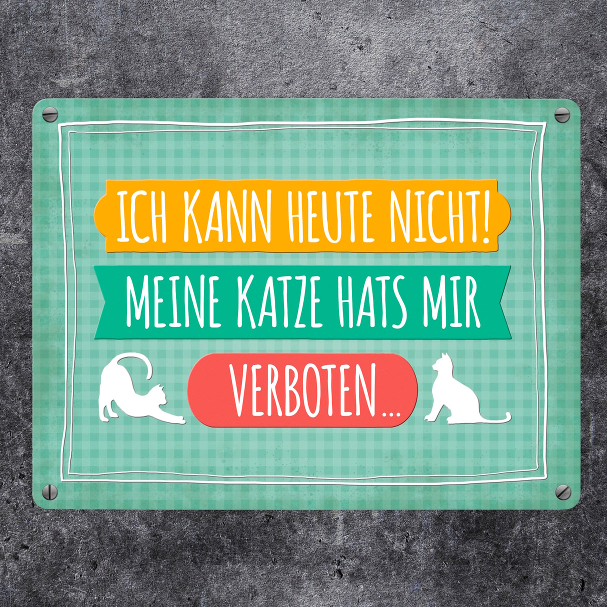 Ich kann heute nicht meine Katze hats mir verboten Metallschild