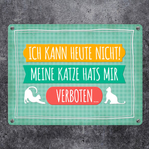 Ich kann heute nicht meine Katze hats mir verboten Metallschild