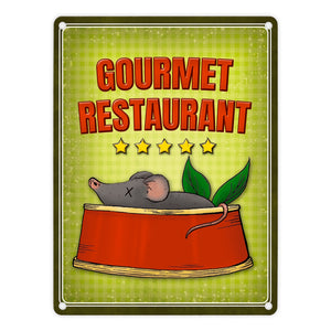 Gourmet Restaurant Metallschild für die Futterstelle der Katze