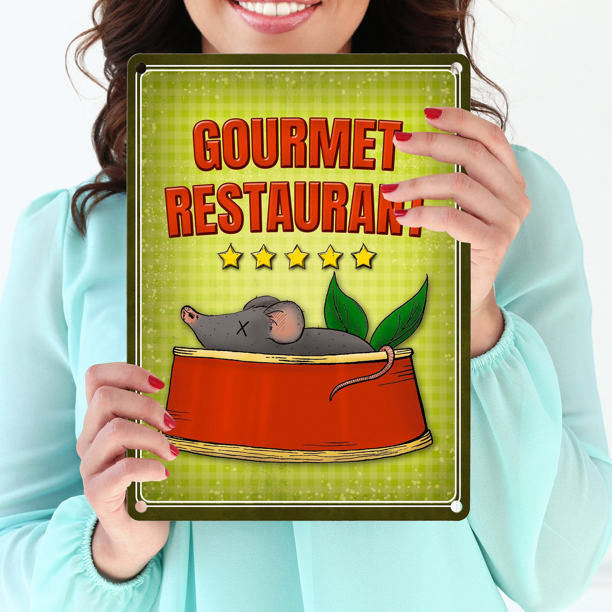 Gourmet Restaurant Metallschild für die Futterstelle der Katze