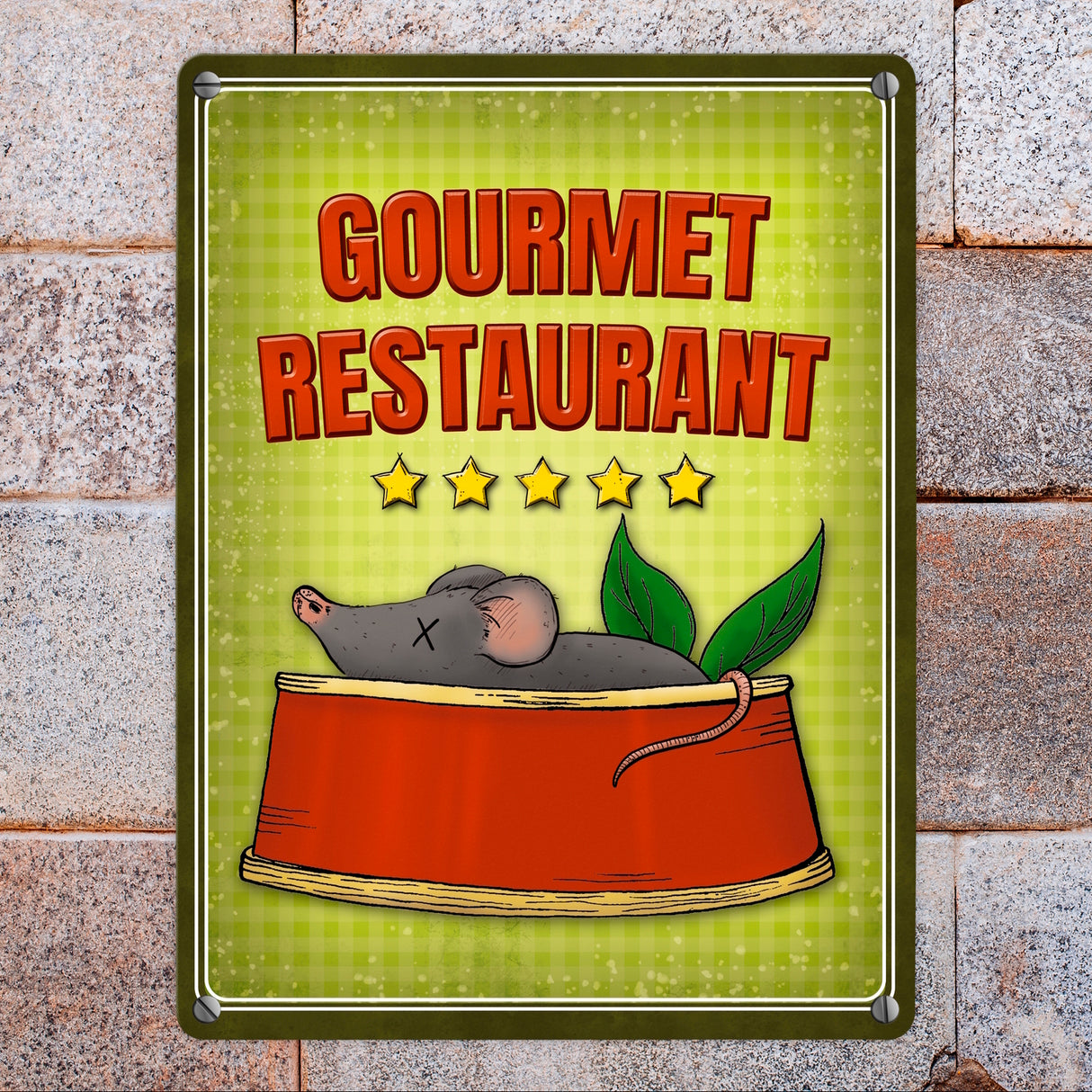 Gourmet Restaurant Metallschild für die Futterstelle der Katze