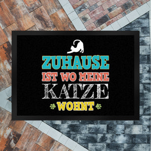 Zuhause ist wo meine Katze wohnt Fußmatte