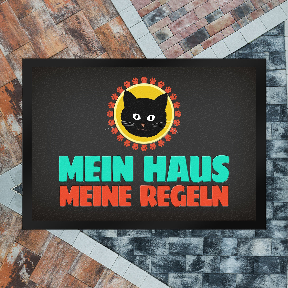 Mein Haus meine Regeln Fußmatte mit Katze - Kater Wohnung Haustüre Haus Katzen Tier Haustier