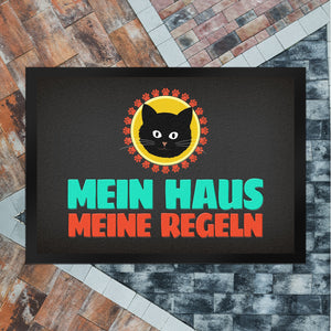 Mein Haus meine Regeln Fußmatte mit Katze - Kater Wohnung Haustüre Haus Katzen Tier Haustier
