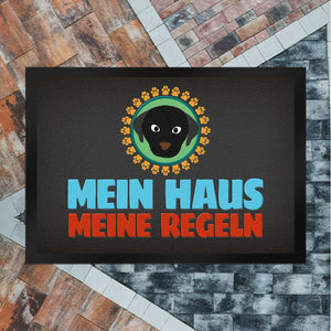 Mein Haus meine Regeln Fußmatte mit Hund Motiv - Haustier Hunde Wohnung Haus Familie Zuhause Rudel