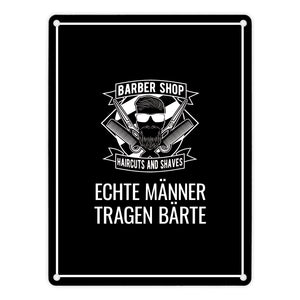 Echte Männer tragen Bärte Metallschild mit Barber-Shop Motiv