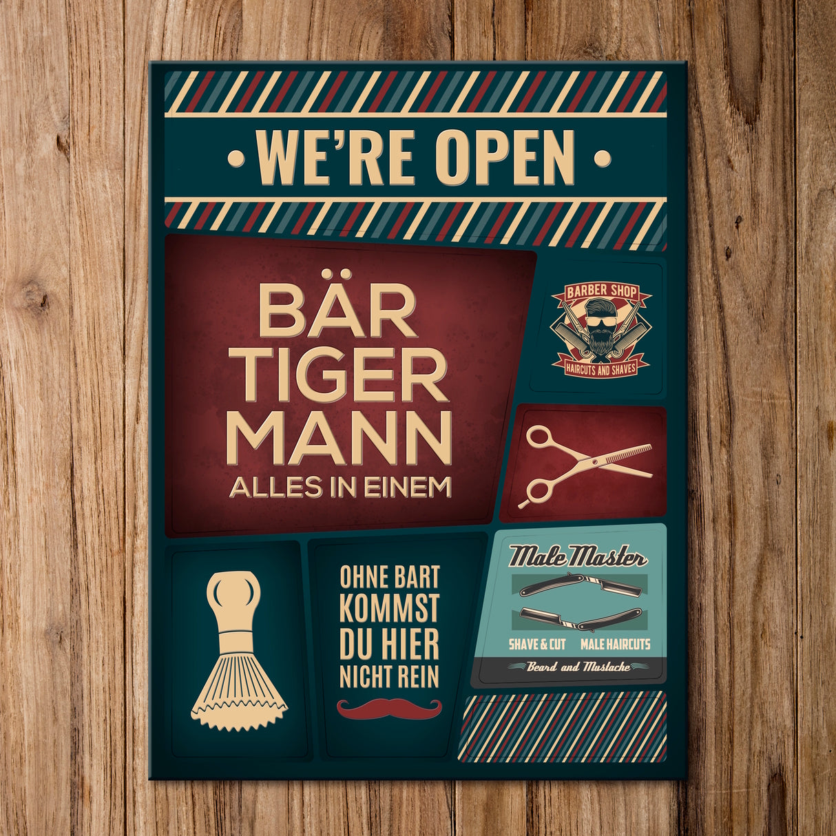 Barber-Shop Kühlschrankmagnete im 8er Set