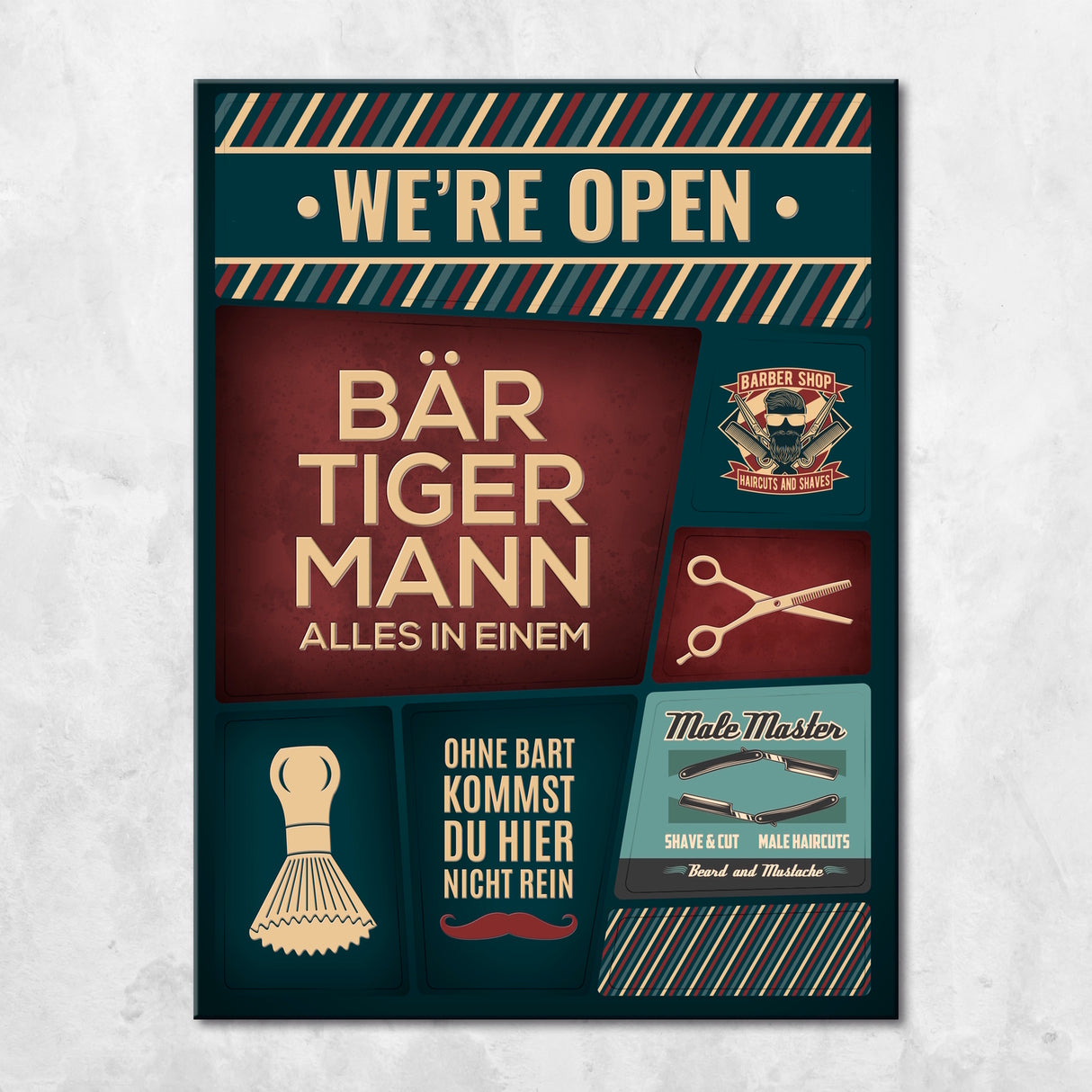 Barber-Shop Kühlschrankmagnete im 8er Set