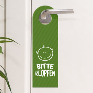 Bitte klopfen oder belegt Türhänger - Büro Arbeit Geschäft Zimmertüre Türe Ruhe Gesicht Punkte