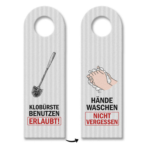 Klobürste benutzen erlaubt oder Hände waschen Türhänger