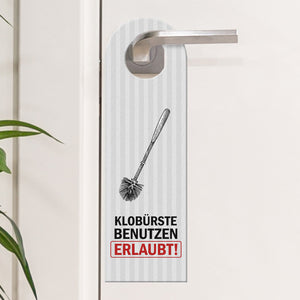 Klobürste benutzen erlaubt oder Hände waschen Türhänger