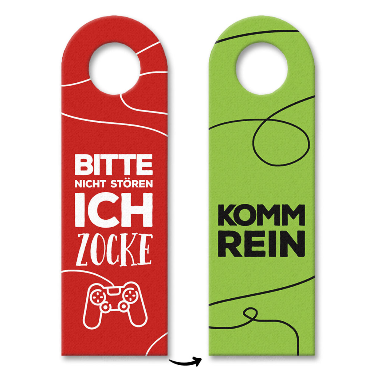 Nicht stören, ich zocke oder Komm rein Türhänger -grün mit Zocker Motiv