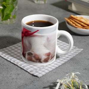 Weihnachtshund Jack mit Nikolausmütze Kaffeebecher