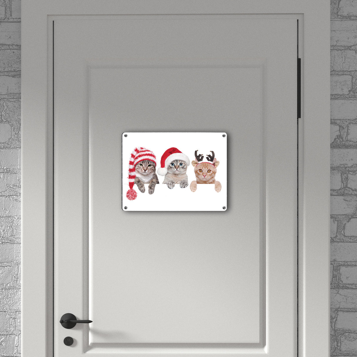Niedliche Kätzchen Metallschild im Weihnachtsstyle
