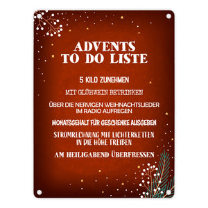Lustige Advents to do Liste Metallschild