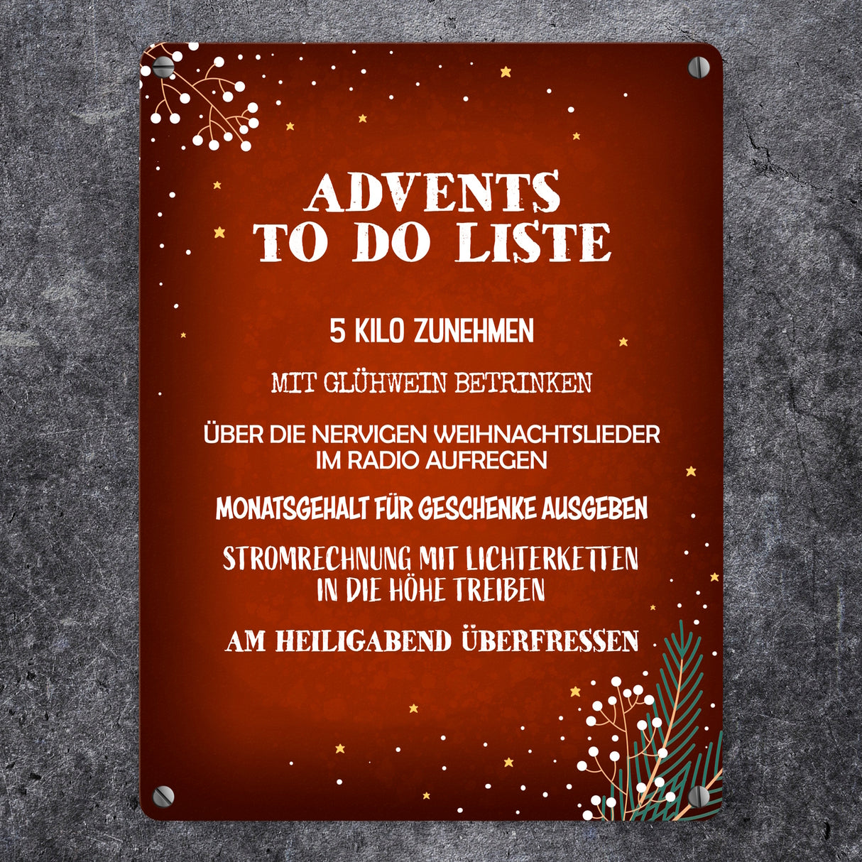 Lustige Advents to do Liste Metallschild