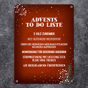 Lustige Advents to do Liste Metallschild