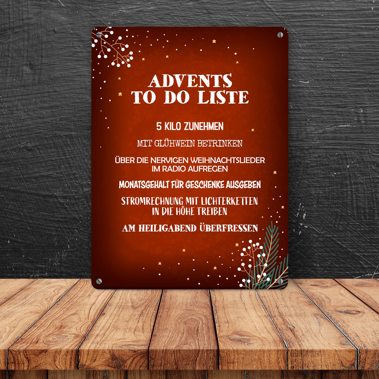 Lustige Advents to do Liste Metallschild