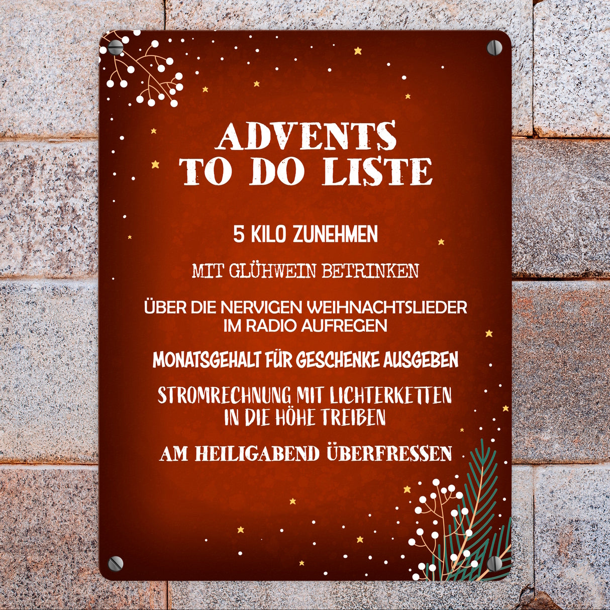 Lustige Advents to do Liste Metallschild