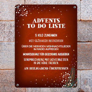 Lustige Advents to do Liste Metallschild