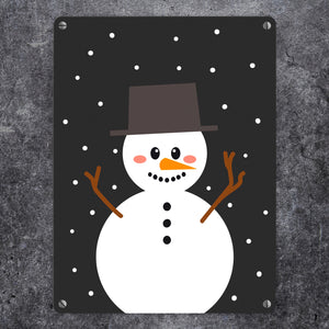 Schneemann im Schnee Metallschild