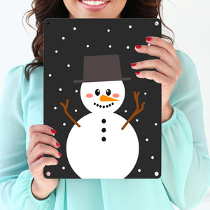 Schneemann im Schnee Metallschild