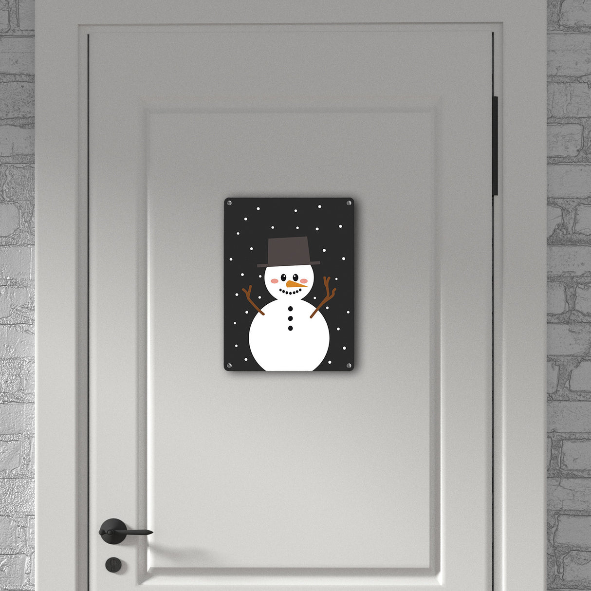 Schneemann im Schnee Metallschild