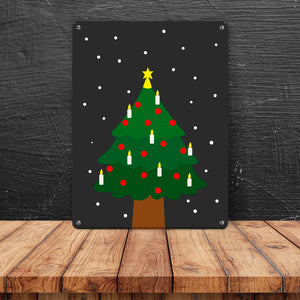Weihnachtsbaum im Schnee Metallschild