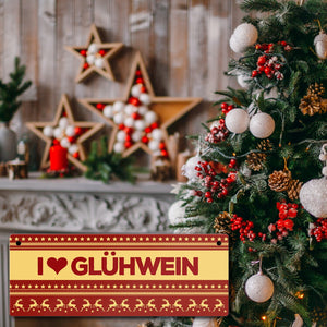 I love Glühwein Metallschild mit Weihnachtsmuster Motiv - Weihnachten Herz Muster Rentier Stern